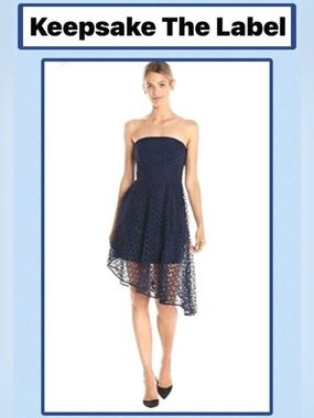 NWT KEEPSAKE THE LABEL Midnight Hour Strapless Lace Dress Large Navy